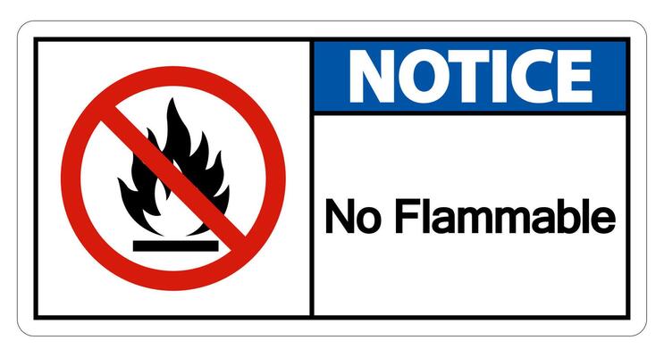 Notice No Flammable Symbol Sign On White Background