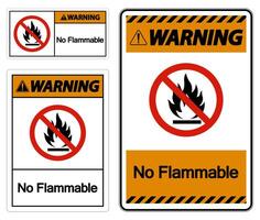 Warning No Flammable Symbol Sign On White Background vector