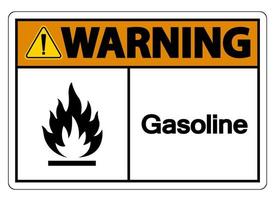 signo de símbolo de gasolina de advertencia sobre fondo blanco vector