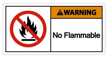 Warning No Flammable Symbol Sign On White Background vector