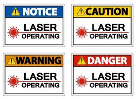 Warning Safety Sign Laser Operating On White Background vector