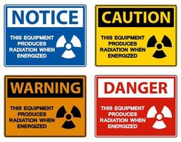 Danger This equipment produces radiation when energized Symbol Sign On White Background vector