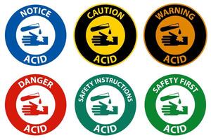 Label Acid Warning Sign On White Background vector