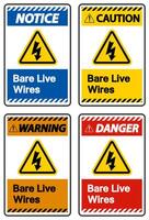 Danger Bare live Wires Sign On White Background vector