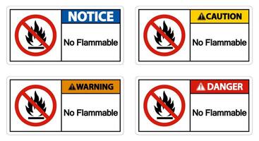 Warning No Flammable Symbol Sign On White Background vector