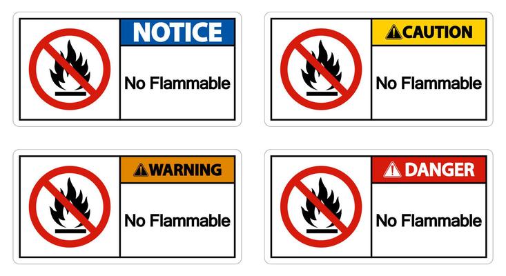 Warning No Flammable Symbol Sign On White Background