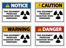 Danger This equipment produces radiation when energized Symbol Sign On White Background vector