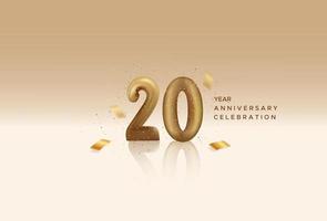 twentieth anniversary with golden numbers realistic vector