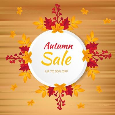 Autumn sale background layout decorate with leaves for shopping sale or promo poster and frame leaflet or web banner.Vector illustration template
