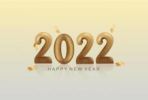 2022 with realistic gold number highlights vector