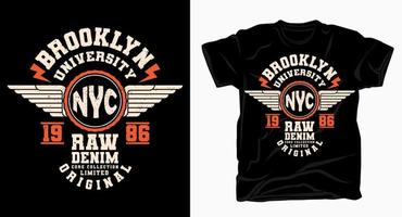 Brooklyn university nyc varsity typography design for t-shirt vector