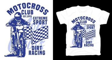 Motocross club extreme sport typography with rider t shirt vector