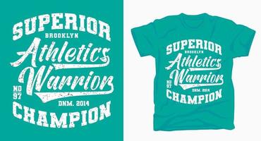 diseño de tipografía de campeón de guerrero de atletismo superior para camiseta vector