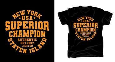 tipografía de campeón superior de nueva york para el diseño de camisetas vector