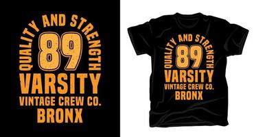 tipografía del equipo universitario ochenta y nueve para el diseño de camisetas vector