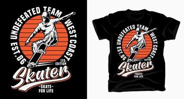 Undefeated team west coast skater typography for t shirt print vector