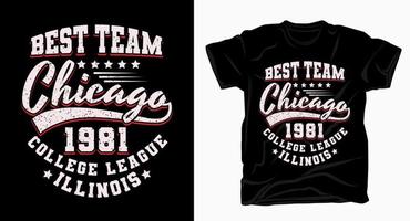 mejor diseño de tipografía del equipo universitario de chicago para camiseta vector