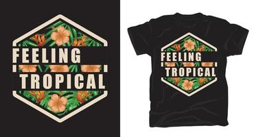 Tropical plants with typography t-shirt design vector