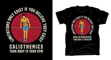 Calisthenics body weight exercise with typography t-shirt design vector