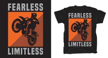 silueta de piloto de motocross con diseño de camiseta de tipografía vector