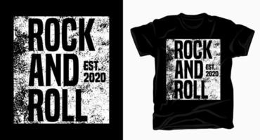 tipografía de rock and roll con textura para el diseño de camisetas vector