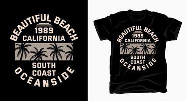 hermoso diseño tipográfico de playa junto al mar para camiseta vector