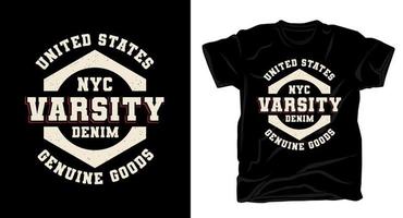 Varsity denim typography t-shirt design vector