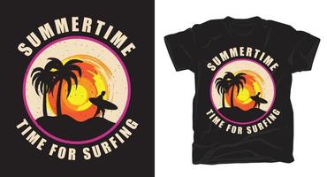 Summertime typography with silhouette t-shirt design vector