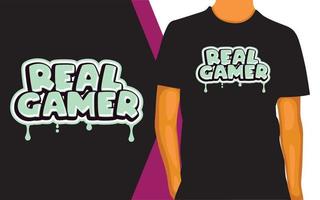 Real gamer lettering design for t shirt vector