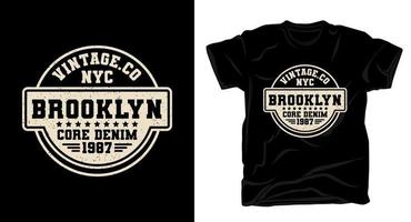 Brooklyn core denim typography for t-shirt design vector