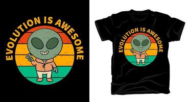 diseño de camiseta de ilustración retro alienígena vintage vector