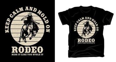 tipografía de rodeo con diseño de camiseta de vaquero y caballo vector