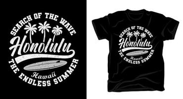 diseño de camiseta de tipografía de honolulu vector