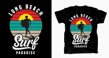 long beach surf paradise camiseta de diseño de tipografía vintage vector