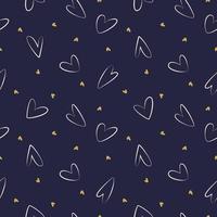 Hand Drawn Hearts Seamless Pattern. Repeating texture for background, wrapping paper, textile, fabric, Wedding and Valentine day greeting and invitation cards design and decoration vector