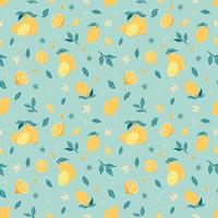 Lemon Seamless Pattern. Hand Drawn Citrus background. Bright fruit ornament for wallpaper, wrapping paper, textile, menu, food package design and decoration. vector