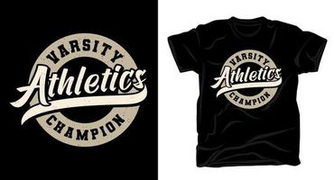 diseño de camiseta de tipografía de campeón de atletismo universitario vector