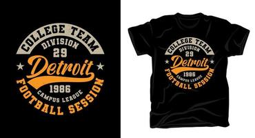 diseño de camiseta de tipografía de sesión de fútbol de detroit vector