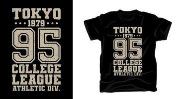 Tokyo ninety five varsity typography t-shirt design vector