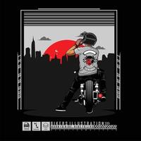 BIKERS ILLUSTRATION WITH A BLACK BACKGROUND.eps vector