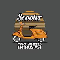 ilustración de scooter con un fondo gris vector