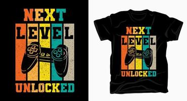 Next level unlocked typography with game controller vintage t shirt vector