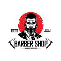 plantilla de logotipo de barbería hipster.eps vector