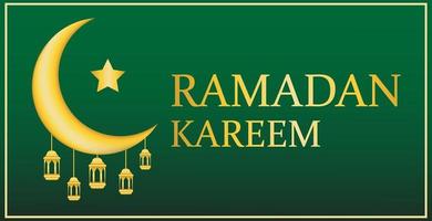 diseño de fondo de saludo ramadan kareem en colores verde y dorado. diseños para plantillas de banner. vector