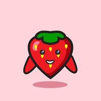 cute smiley strawberry fruit cartoon design. vector