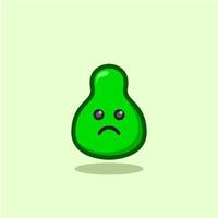 Disappointed cute avocado fruit cartoon design. vector