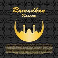 Ramadan Kareem greeting design in black and gold color. vector
