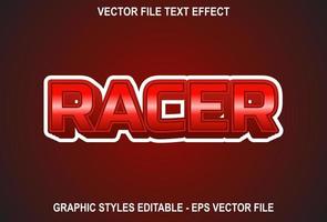 racer text effect with red color. sports style text effect design. vector