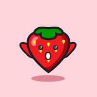 surprised cute strawberry fruit cartoon design. vector