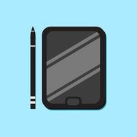 black tablet and pen illustration design. simple flat illustration design. used for banner, web and poster templates. vector